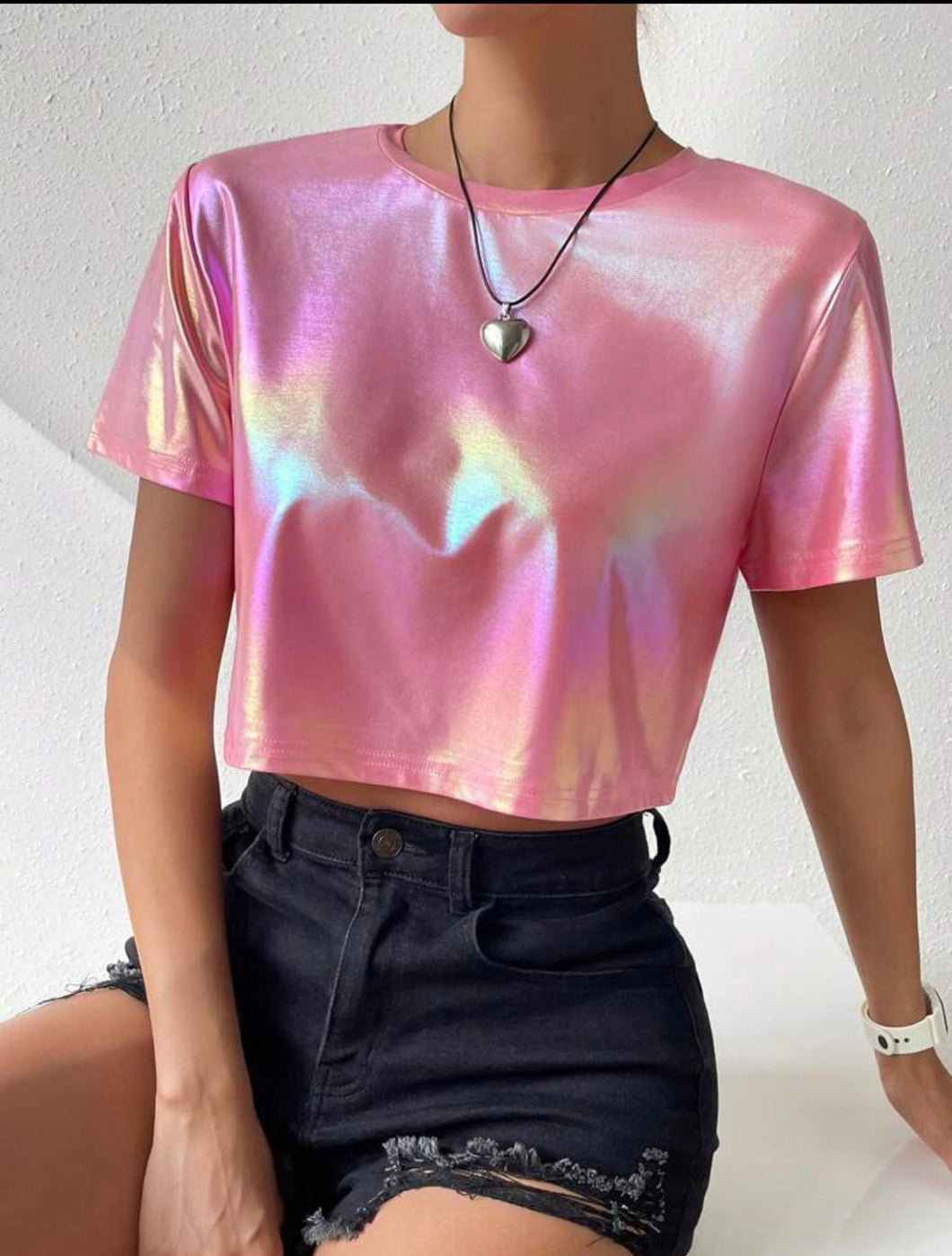 Pink Holographic Crop Top