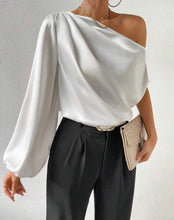 Load image into Gallery viewer, White Off the Shoulder Satin Blouse
