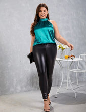 Load image into Gallery viewer, Teal Blue Satin Halter Neck Blouse
