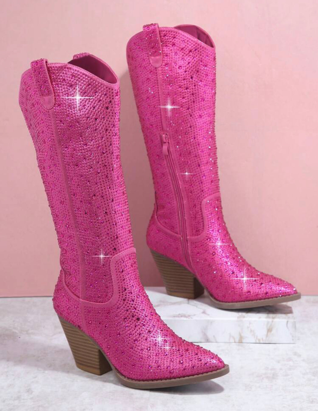 Hot Pink Rhinestone Boots