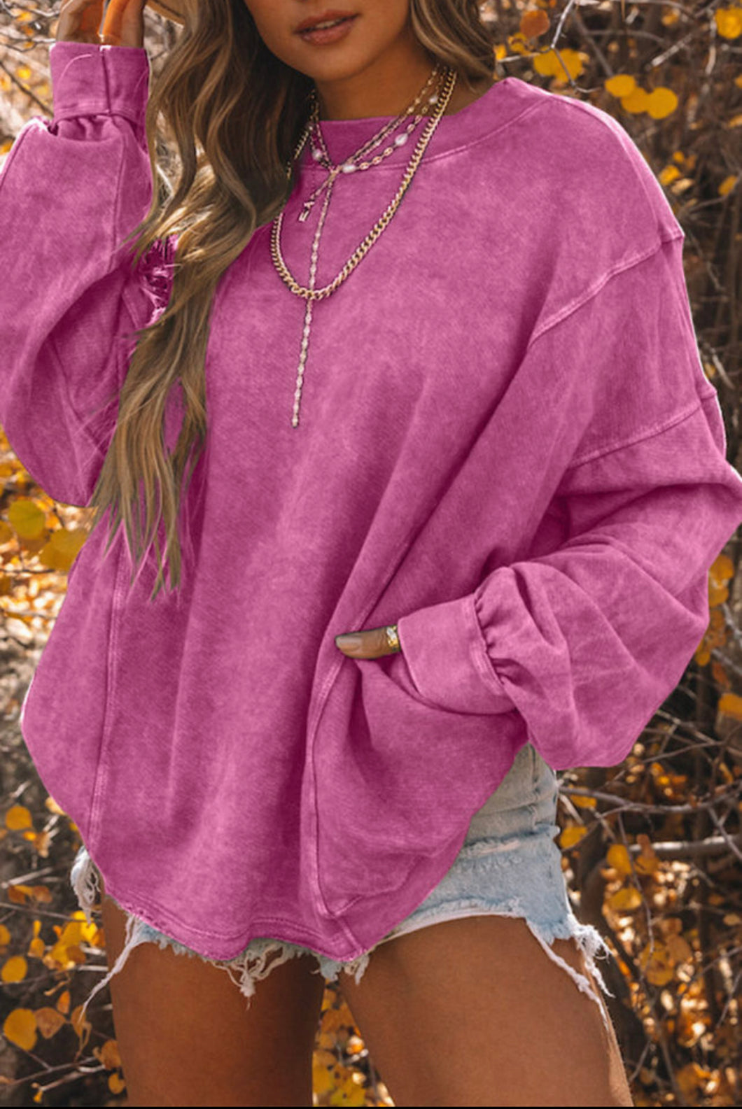 Rose Open Back Oversized Sweater