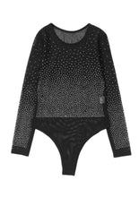 Load image into Gallery viewer, Black Rhinestone Embellished Bodysuit
