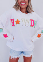 Load image into Gallery viewer, White Glitter Howdy Sweatshirt
