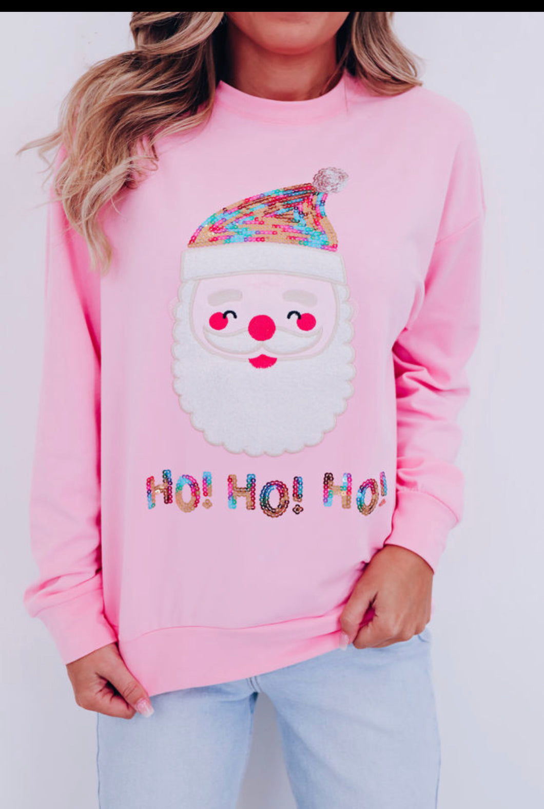 HO HO HO Sequin Santa Sweater