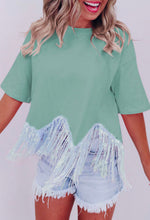 Load image into Gallery viewer, Fringe Sequin Crop T-Shirt
