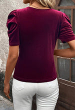 Load image into Gallery viewer, Burgundy Puff Sleeve Velvet Top

