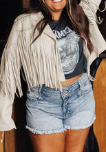 Load image into Gallery viewer, White Fringe Plus Size Crop Jacket
