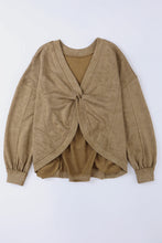 Load image into Gallery viewer, Khaki Exposed Seam Twist Open Back Oversized Sweatshirt
