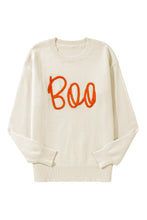 Load image into Gallery viewer, Apricot Boo Knitted Pattern Ribbed Edge Drop Shoulder Sweater
