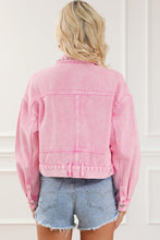 Load image into Gallery viewer, Pink Rivet Studded Pocketed Denim Jacket
