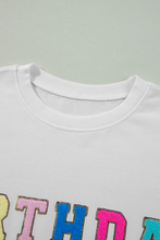 Load image into Gallery viewer, White BIRTHDAY QUEEN Graphic Balloon Sleeve Sweatshirt
