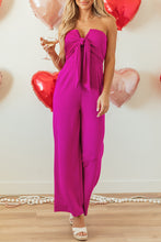 Load image into Gallery viewer, Bright Pink Bowknot Strapless Wide Leg Jumpsuit
