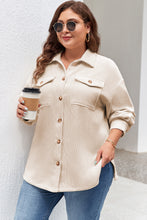 Load image into Gallery viewer, Oatmeal Textured Flap Pockets Buttoned Plus Size Shacket
