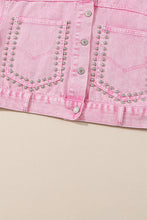 Load image into Gallery viewer, Pink Rivet Studded Pocketed Denim Jacket
