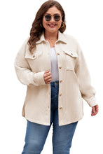 Load image into Gallery viewer, Oatmeal Textured Flap Pockets Buttoned Plus Size Shacket
