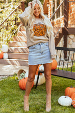 Load image into Gallery viewer, Khaki Halloween Leopard Pumpkin Graphic Corded Sweatshirt
