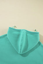 Load image into Gallery viewer, Mint Green Half Zip Kangaroo Pocket Drop Shoulder Hoodie
