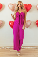 Load image into Gallery viewer, Bright Pink Bowknot Strapless Wide Leg Jumpsuit
