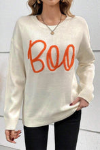 Load image into Gallery viewer, Apricot Boo Knitted Pattern Ribbed Edge Drop Shoulder Sweater
