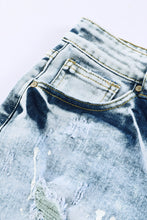 Load image into Gallery viewer, Sky Blue Distressed Bleached Denim Shorts
