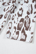Load image into Gallery viewer, Khaki Leopard Print Ruched V Neck 3/4 Sleeve Blouse
