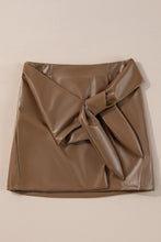 Load image into Gallery viewer, Coffee Bowknot Faux Leather Mini Skirt
