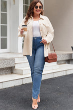 Load image into Gallery viewer, Oatmeal Textured Flap Pockets Buttoned Plus Size Shacket
