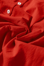 Load image into Gallery viewer, Tomato Red Bishop Sleeve Button Up Pleated Mini Shirt Dress
