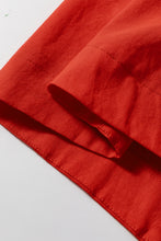 Load image into Gallery viewer, Tomato Red Bishop Sleeve Button Up Pleated Mini Shirt Dress
