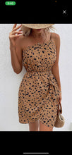 Load image into Gallery viewer, One Shoulder Leopard Tie Waist Dress

