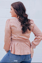 Load image into Gallery viewer, Plus Size Pink Silk Peplum Top
