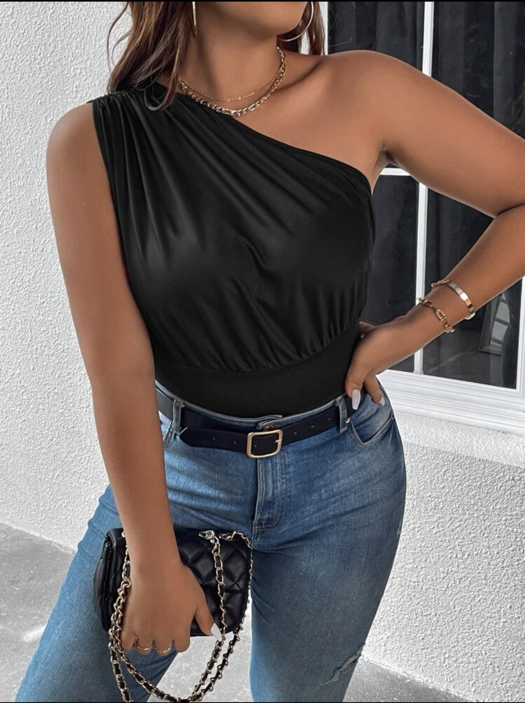 One Shoulder Ruched Too Plus Size