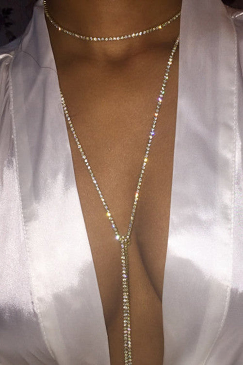 Rhinestone Long Necklace