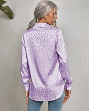 Load image into Gallery viewer, Lilac Leopard Satin Blouse
