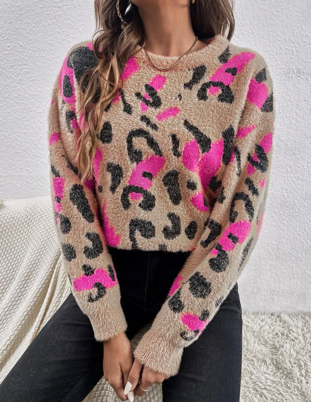 Tan & Hot pink Sweater