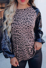 Load image into Gallery viewer, Sequin Leopard Long Sleeve Blouse
