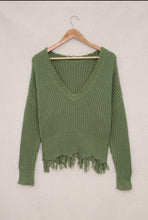 Load image into Gallery viewer, Green Distressed Sweater
