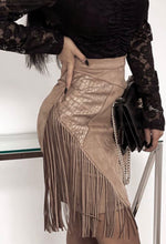 Load image into Gallery viewer, Suede Leather Fringe Skirt
