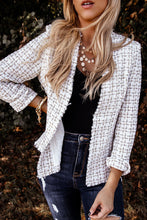 Load image into Gallery viewer, Frayed Slim-fit Open Front Plaid Jacket
