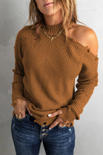 Load image into Gallery viewer, Distressed One Shoulder Sweater
