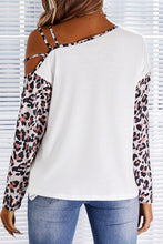 Load image into Gallery viewer, Leopard Splicing Cut Out One Shoulder Blouse
