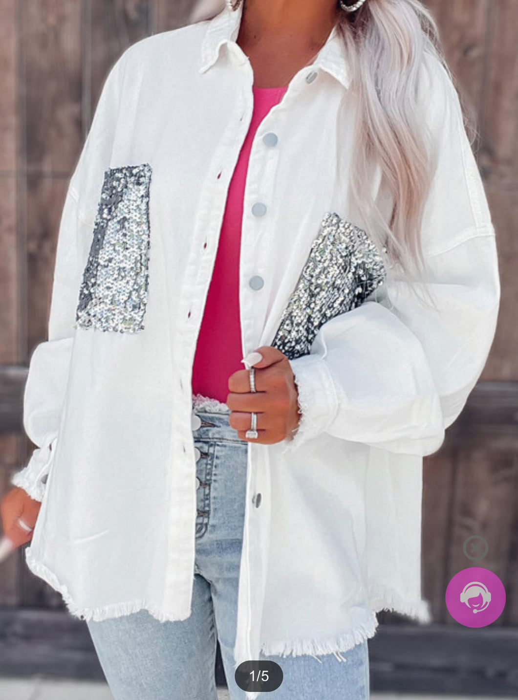 White Sequin Packet Shacket