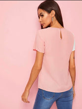 Load image into Gallery viewer, Baby Pink Sequin Color Block Blouse
