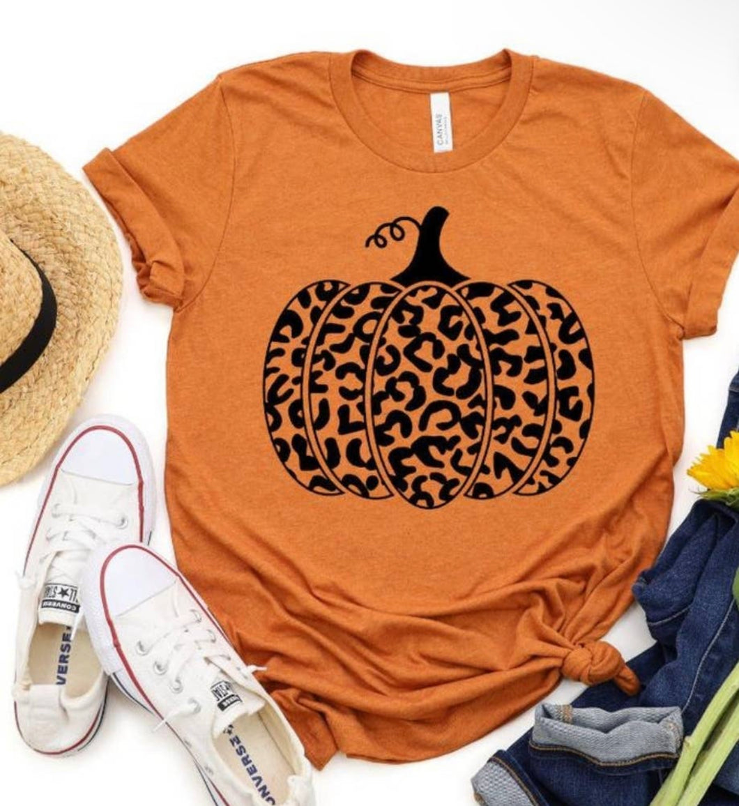 Fall Leopard Pumpkin Tee