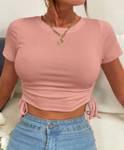 Load image into Gallery viewer, Ruched Drawstring Crop Top
