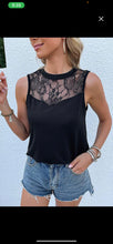 Load image into Gallery viewer, Black Lace Patchwork Sleeveless Tank

