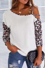 Load image into Gallery viewer, Leopard Splicing Cut Out One Shoulder Blouse
