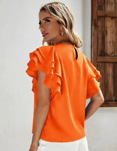 Load image into Gallery viewer, Neon Orange Layered Sleeve Blouse
