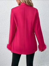 Load image into Gallery viewer, Hot Pink Blazer with feather cuffs
