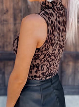 Load image into Gallery viewer, Leopard Print High Neck Sleeveless Bodysuit
